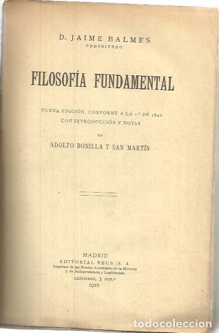 Libros de segunda mano: FILOSOFIA FUNDAMENTAL. - BALMES, Don Jaime. - Foto 1