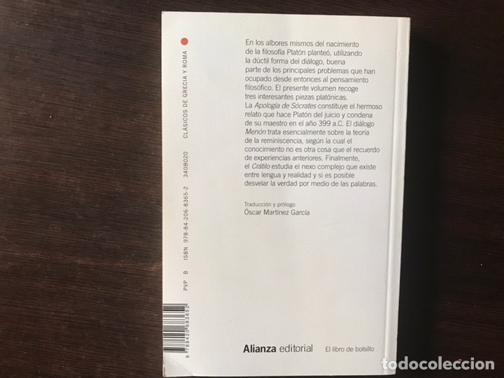 Libros de segunda mano: Apolog&iacute;a de S&oacute;crates. Men&oacute;n. Cratilo. Plat&oacute;n. - Foto 2