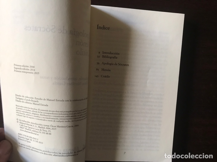 Libros de segunda mano: Apolog&iacute;a de S&oacute;crates. Men&oacute;n. Cratilo. Plat&oacute;n. - Foto 3
