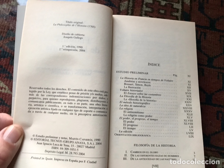 Libros de segunda mano: Filosof&iacute;a de la historia. Voltaire - Foto 4