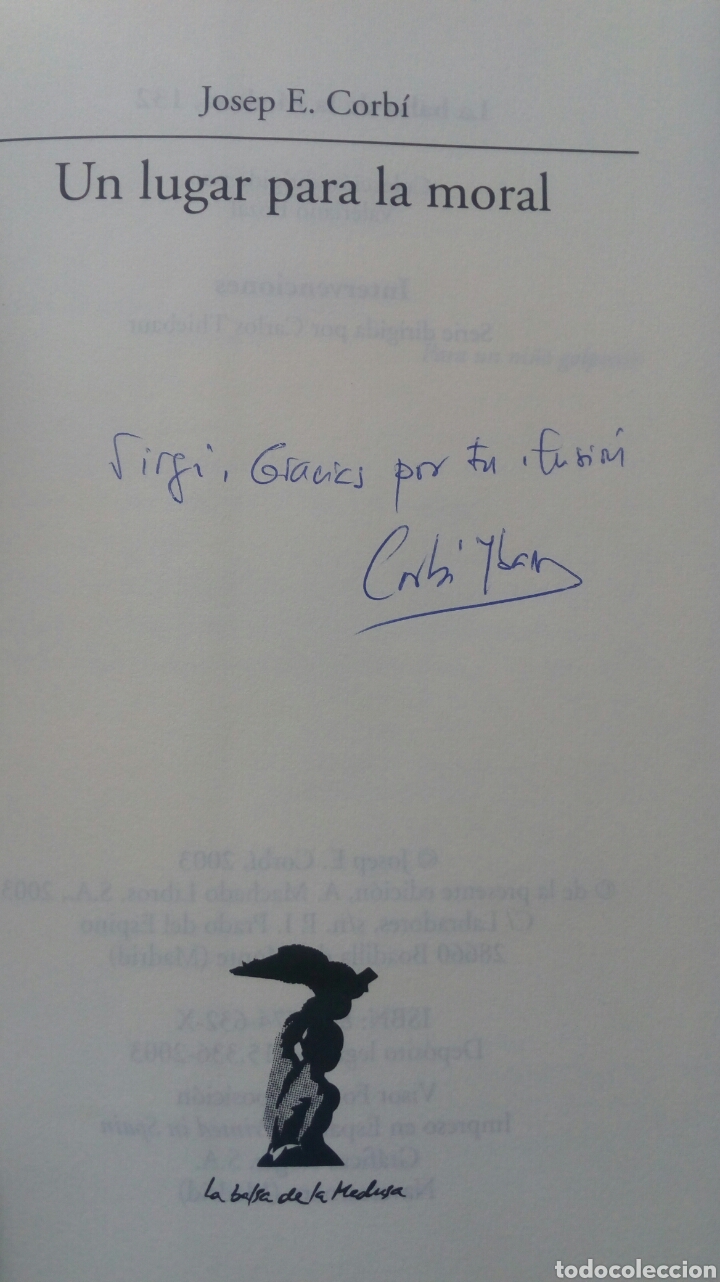 Libros de segunda mano: Un lugar para la moral. Josep E. Corb&iacute;. - Foto 5
