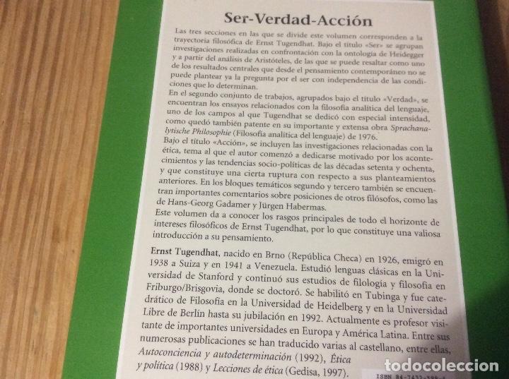 Libros de segunda mano: Ser-verdad-acci&oacute;n - Tugendhat, Ernst - Foto 2
