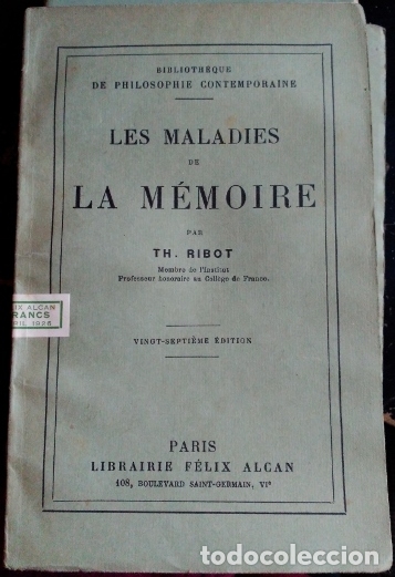 Libros de segunda mano: LES MALADIES DE LA MEMOIRE. - RIBOT, TH. - Foto 1