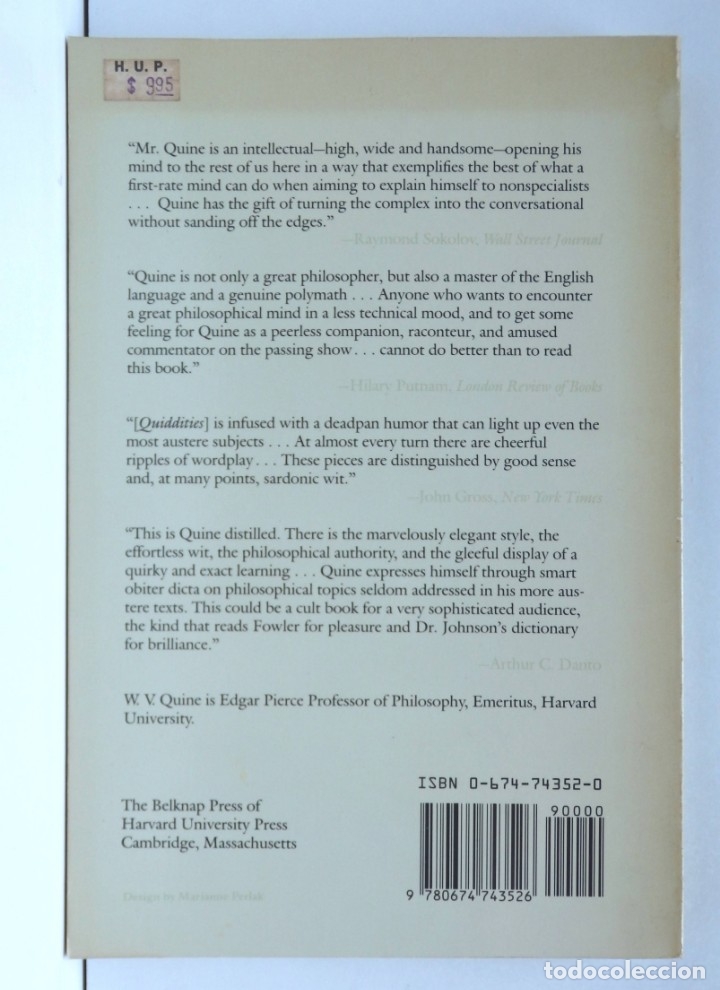 Libros de segunda mano: Quiddities &ndash; An Intermittently Philosophical Dictionary &ndash; W.V. QUINE - Foto 2