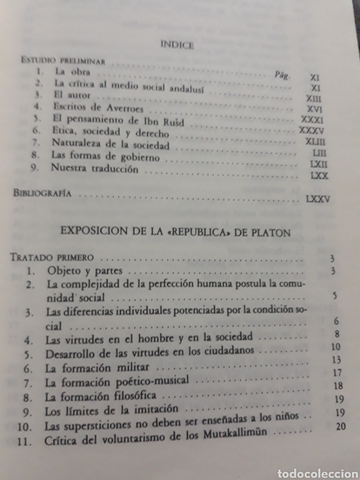 Libros de segunda mano: EXPOSICI&Oacute;N DE LA REP&Uacute;BLICA DE PLAT&Oacute;N .AVERROES . - Foto 5