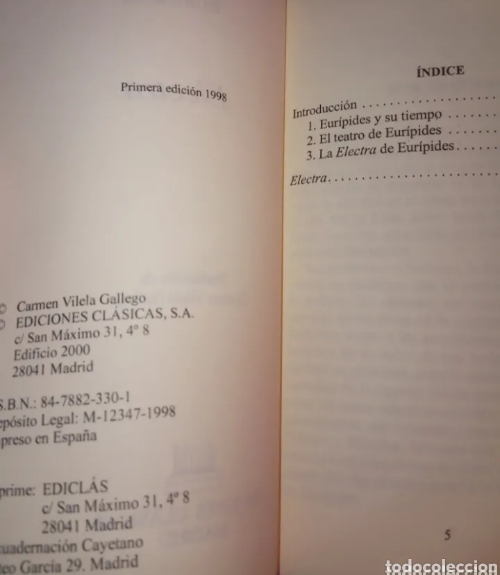 Libros de segunda mano: ELECTRA , EUR&Iacute;PIDES - Foto 2