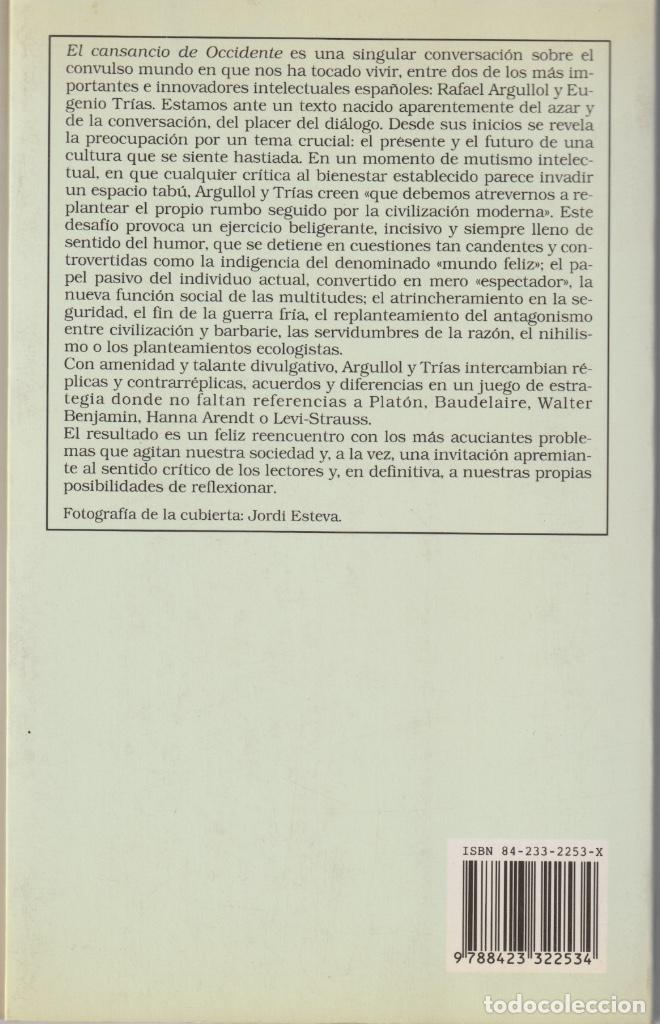 Libros de segunda mano: El cansancio de Occidente de Rafael Argullol y Eugenio Trias - Foto 2