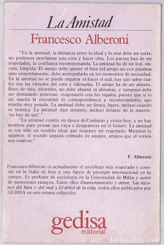 Libros de segunda mano: LA AMISTAD FRANCESCO ALBERONI - Foto 2