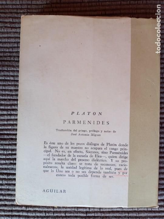 Libros de segunda mano: PARMENIDES. PLATON. AGUILAR 1966. - Foto 2