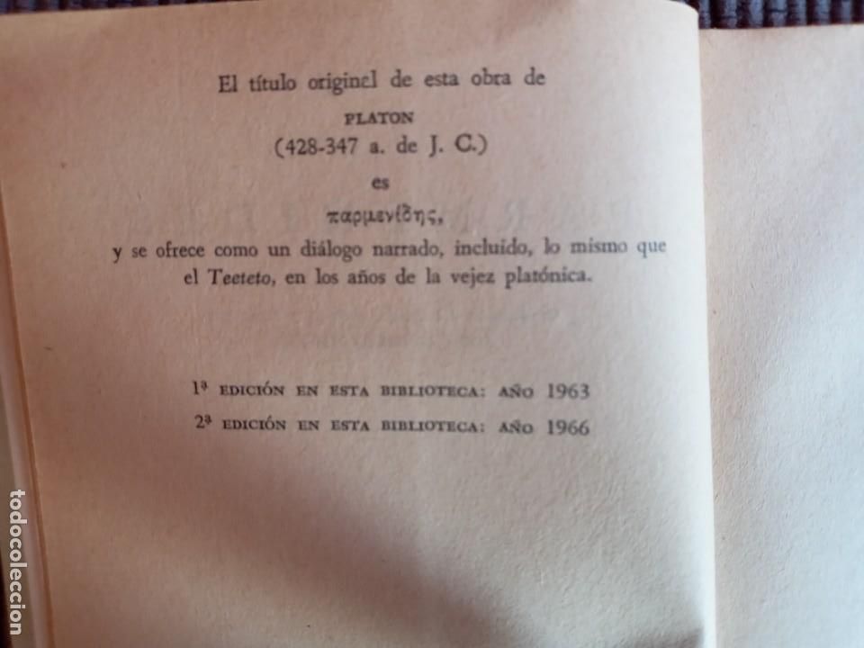 Libros de segunda mano: PARMENIDES. PLATON. AGUILAR 1966. - Foto 3