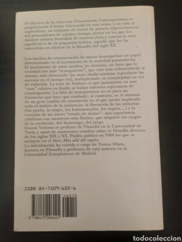 Libros de segunda mano: La sociedad transparente. -Gianno Vattimo- - Foto 3