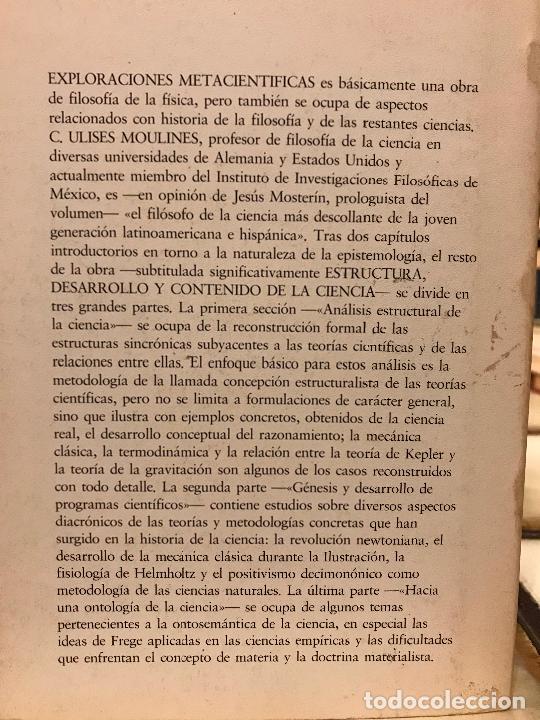 Libros de segunda mano: Exploraciones metacient&iacute;ficas. C. Ulises Moulines. - Foto 2