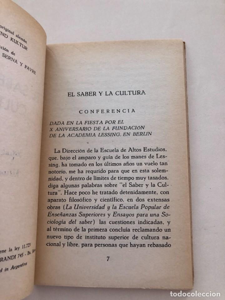 Libros de segunda mano: El Saber y la Cultura.Max Scheller. - Foto 3
