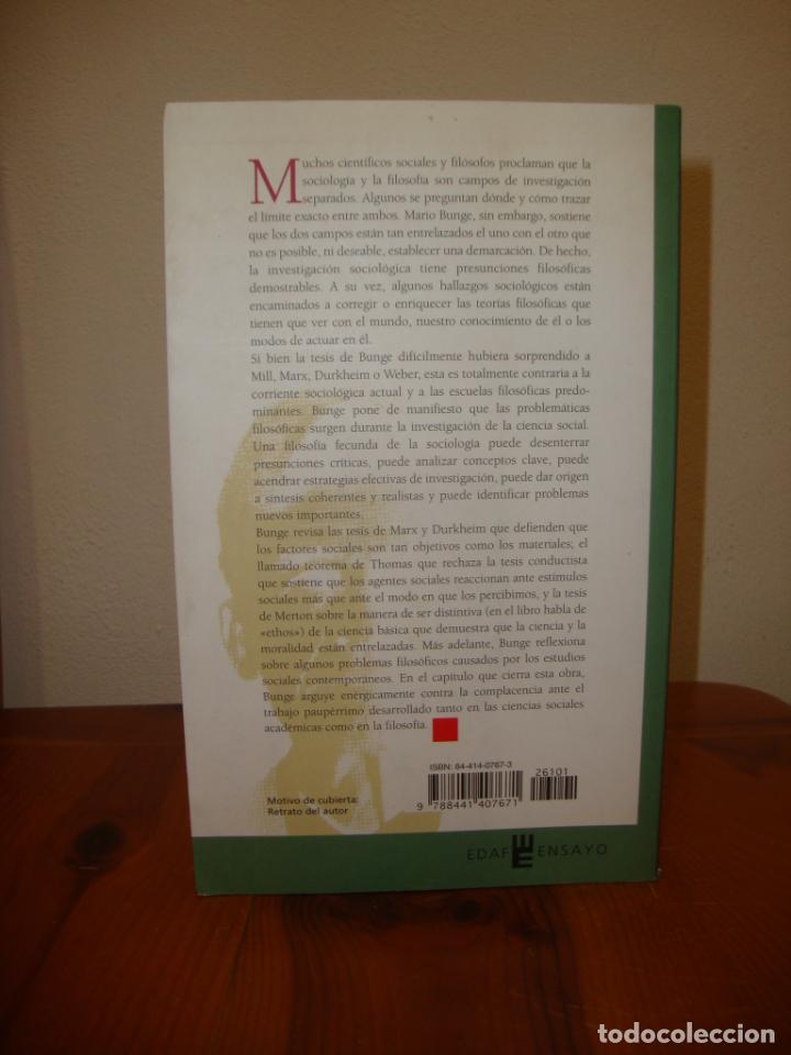 Libros de segunda mano: RELACION ENTRE LA SOCIOLOGIA Y LA FILOSOFIA - MARIO BUNGE - EDAF, MUY BUEN ESTADO - Foto 3 - 303242303