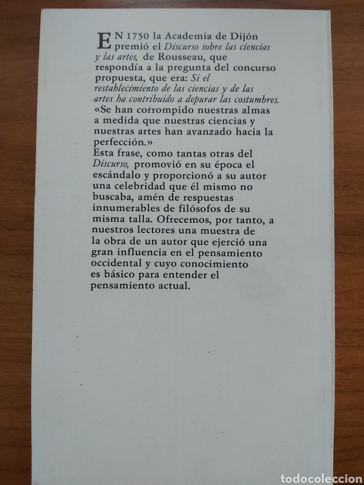 Libros de segunda mano: Discurso sobre las ciencias y las artes. - Foto 2