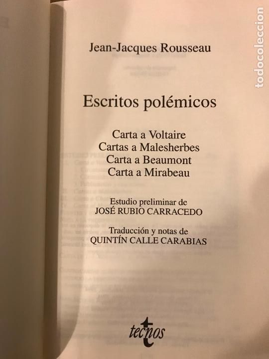 Libros de segunda mano: Escritos pol&eacute;micos. Jean-Jacques Rousseau. Tecnos - Foto 3