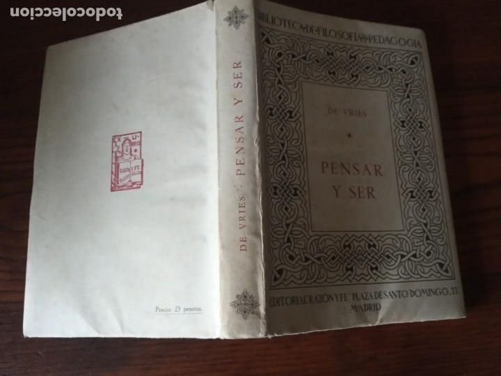 Libros de segunda mano: Pensar y ser .- Jos&eacute; De Vries. - Foto 2