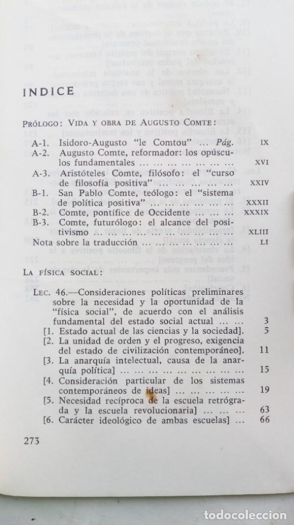 Libros de segunda mano: La f&iacute;sica social. Comte. - Foto 3