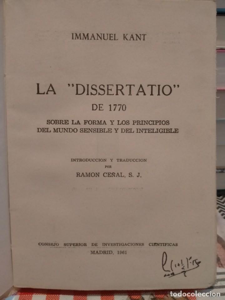 Libros de segunda mano: IMMANUEL KANT. LA &rdquo;DISSERTATIO&rdquo; DE 1770 .CSIC - Foto 2