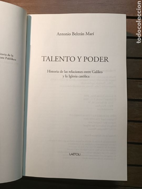 Libros de segunda mano: Talento y Poder Antonio Beltr&aacute;n Mar&iacute; Editorial Laetoli, primera edici&oacute;n 2006. - Foto 2