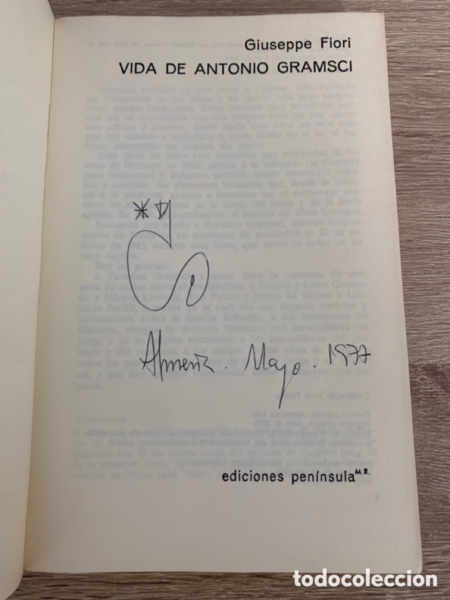 Libros de segunda mano: VIDA DE ANTONIO GRAMSCI. Giuseppe Fiori. Ediciones pen&iacute;nsula. - Foto 2