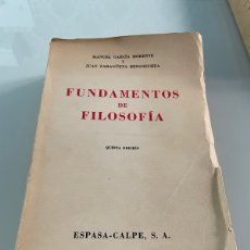 Libros de segunda mano: FUNDAMENTOS DE FILOSOFÍA. GARCIA MORENTE Y JUAN ZARAGUETA. ESPASA CALPE. Lote 363110340