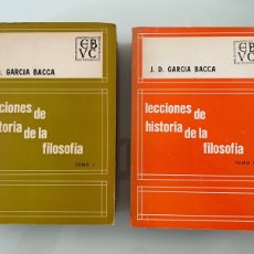 Livres d'occasion: LECCIONES DE HISTORIA DE LA FILOSOFÍA. J.D. GARCIA BACCA. TOMO 1 Y 2. UNIVERSIDAD VENEZUELA 1972-73. Lote 363202040