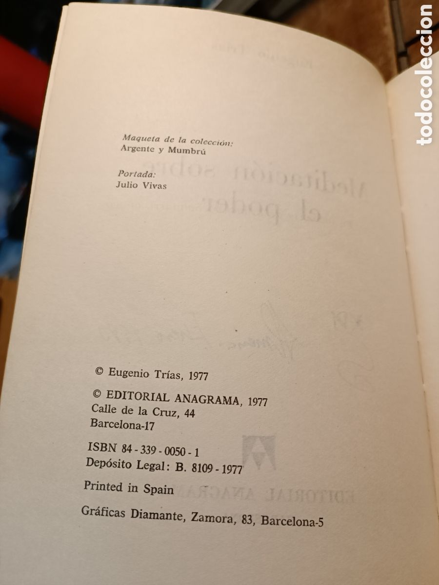 Libros de segunda mano: Meditaci&oacute;n sobre el poder EUGENIO TR&Iacute;AS 1977 anagrama primera edici&oacute;n. - Foto 3