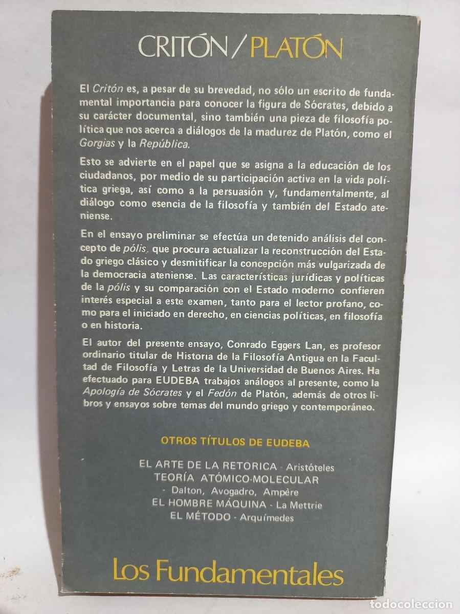 Libros de segunda mano: Plat&oacute;n - Crit&oacute;n - Primera edici&oacute;n - 1973 - Foto 4