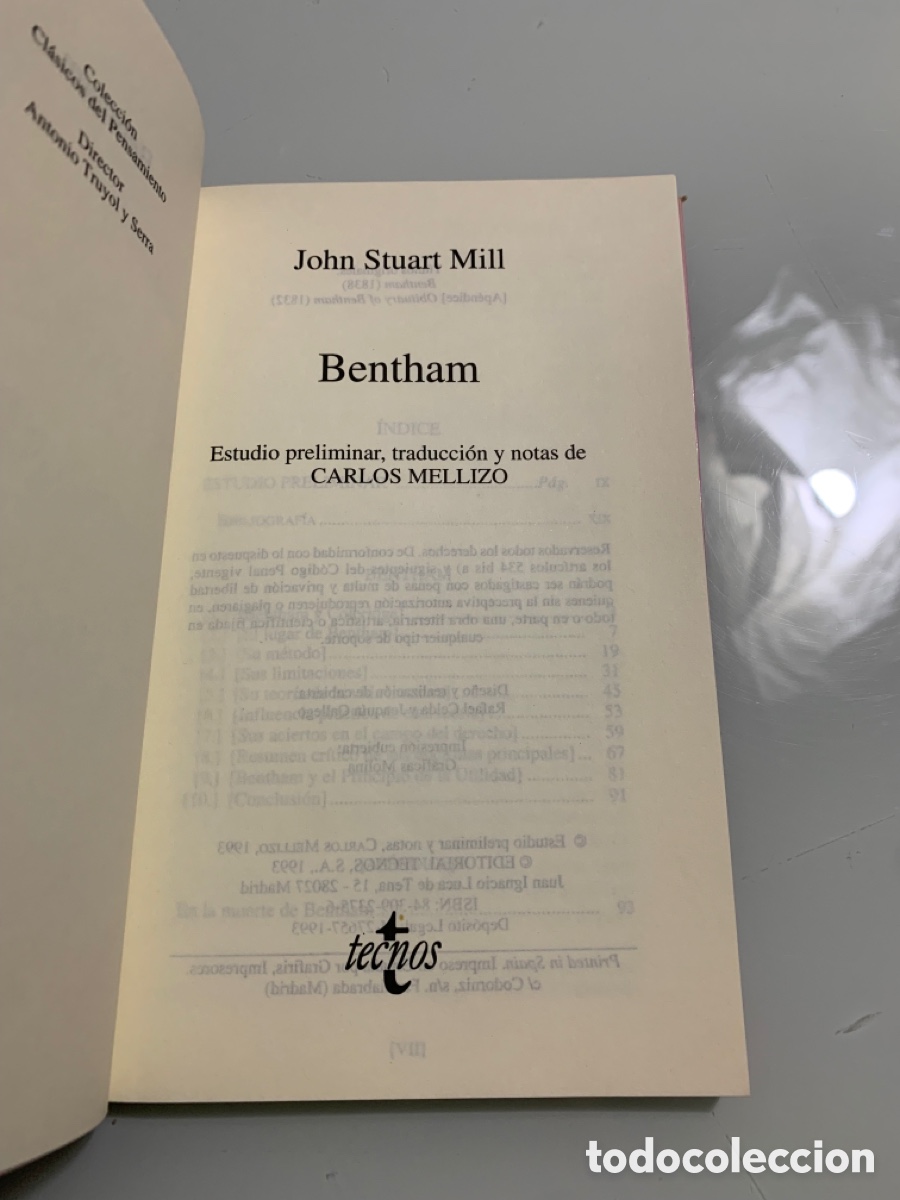 Libros de segunda mano: Bentham John Stuart Mill Carlos Mellizo. Tecnos. - Foto 2