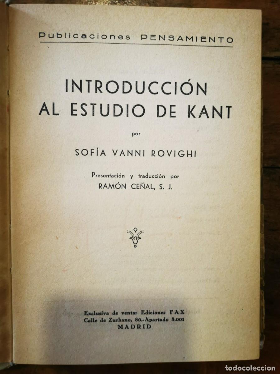 Libros de segunda mano: VANNI ROVIGHI, Sof&iacute;a. Introducci&oacute;n al estudio de Kant - Foto 1