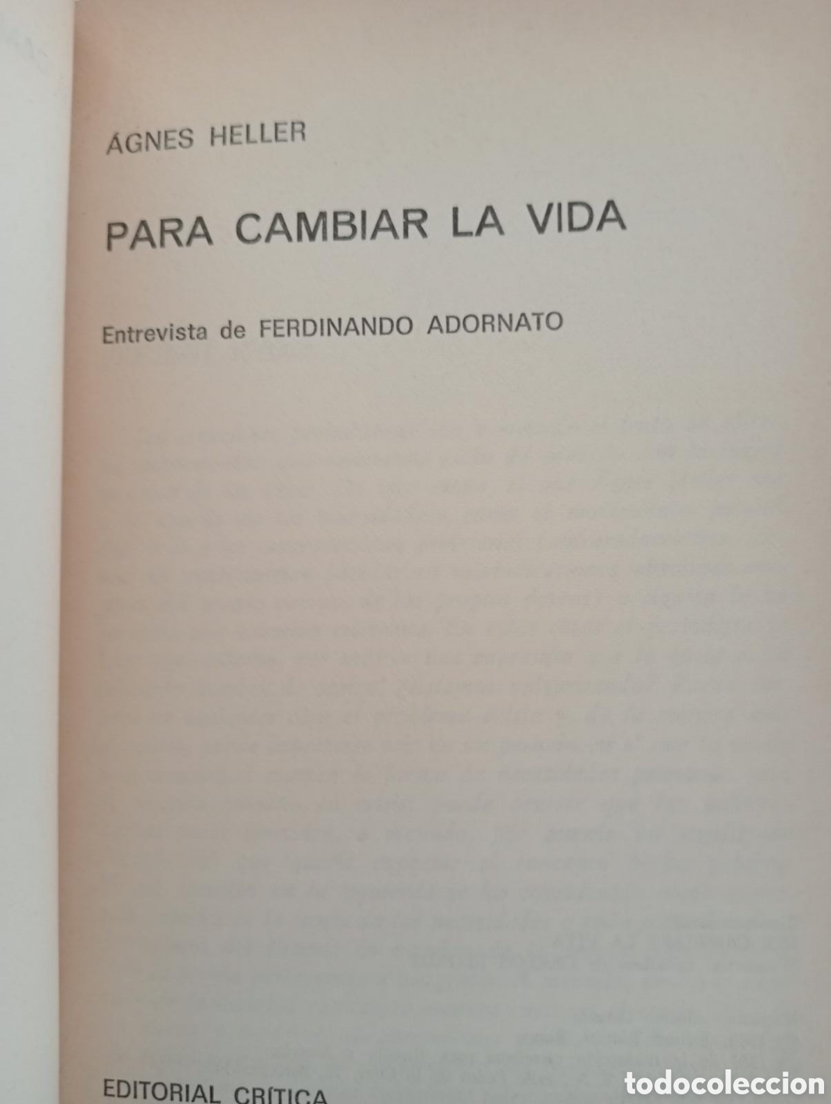 Libros de segunda mano: Para cambiar la vida / Agnes Heller - Foto 2