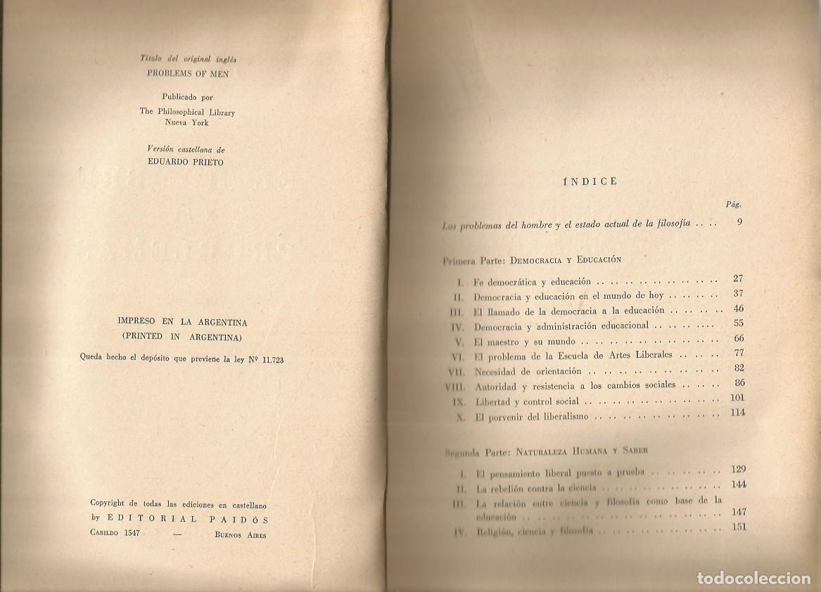 Libros de segunda mano: EL HOMBRE Y SUS PROBLEMAS - JOHN DEWEY - Foto 3
