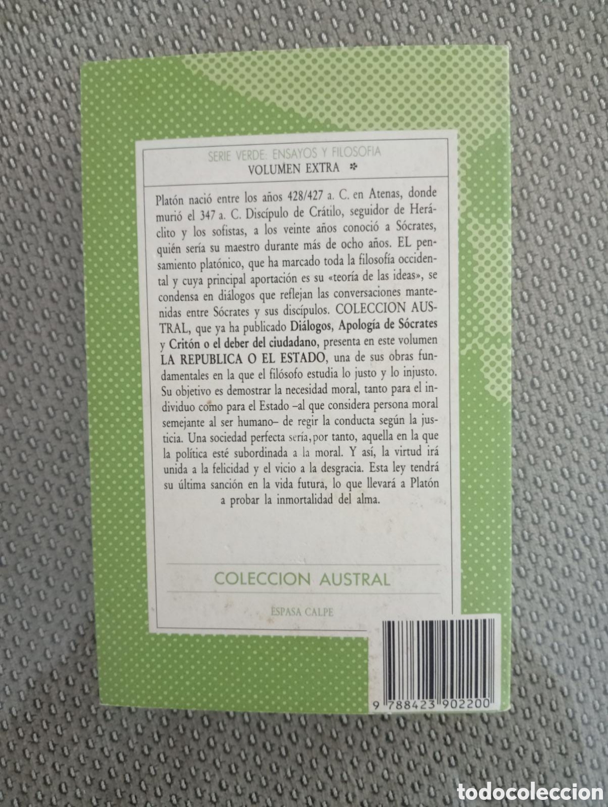 Libros de segunda mano: Plat&oacute;n. La Rep&uacute;blica o el Estado. Austral, 220. - Foto 3
