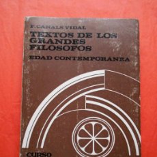 Libros de segunda mano: TEXTOS DE LOS GRANDES FILOSOFOS R. VERNEAUX EDAD CONTEMPORANEA. Lote 401440969
