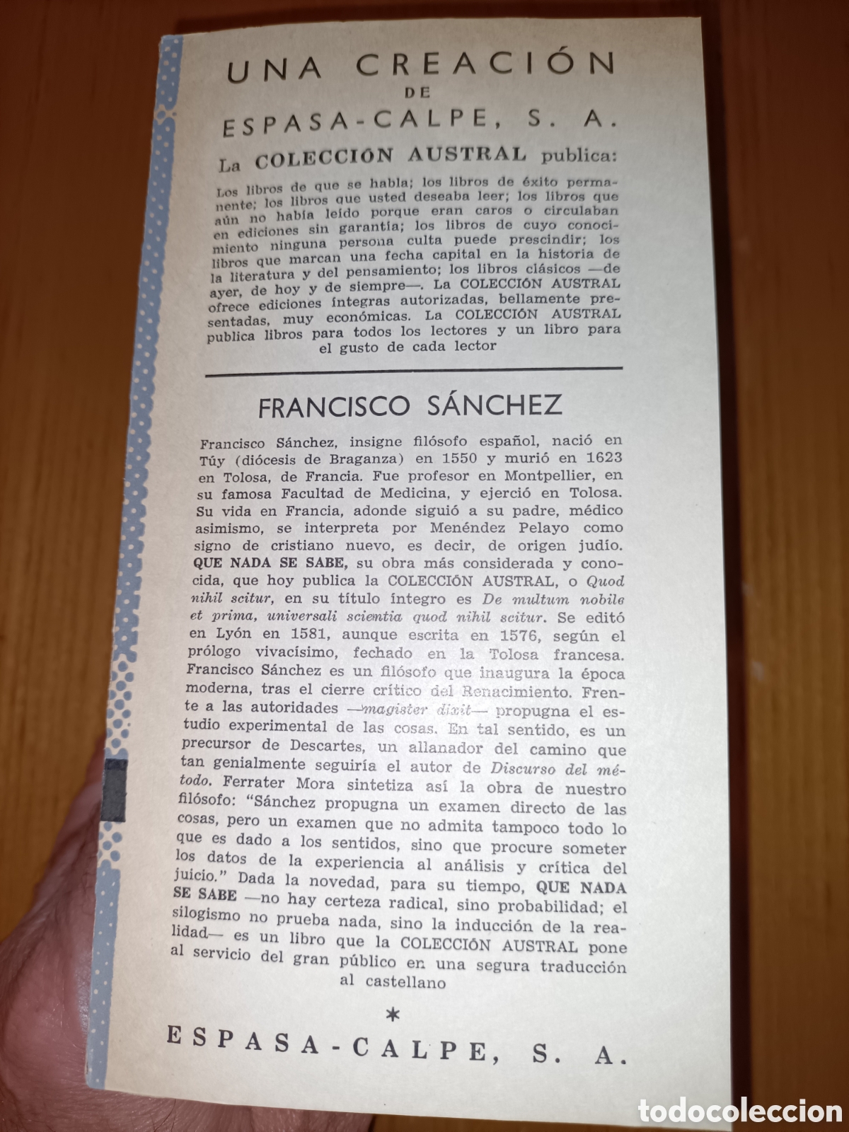 Libros de segunda mano: Que nada se sabe. Francisco S&aacute;nchez. Austral - Foto 2