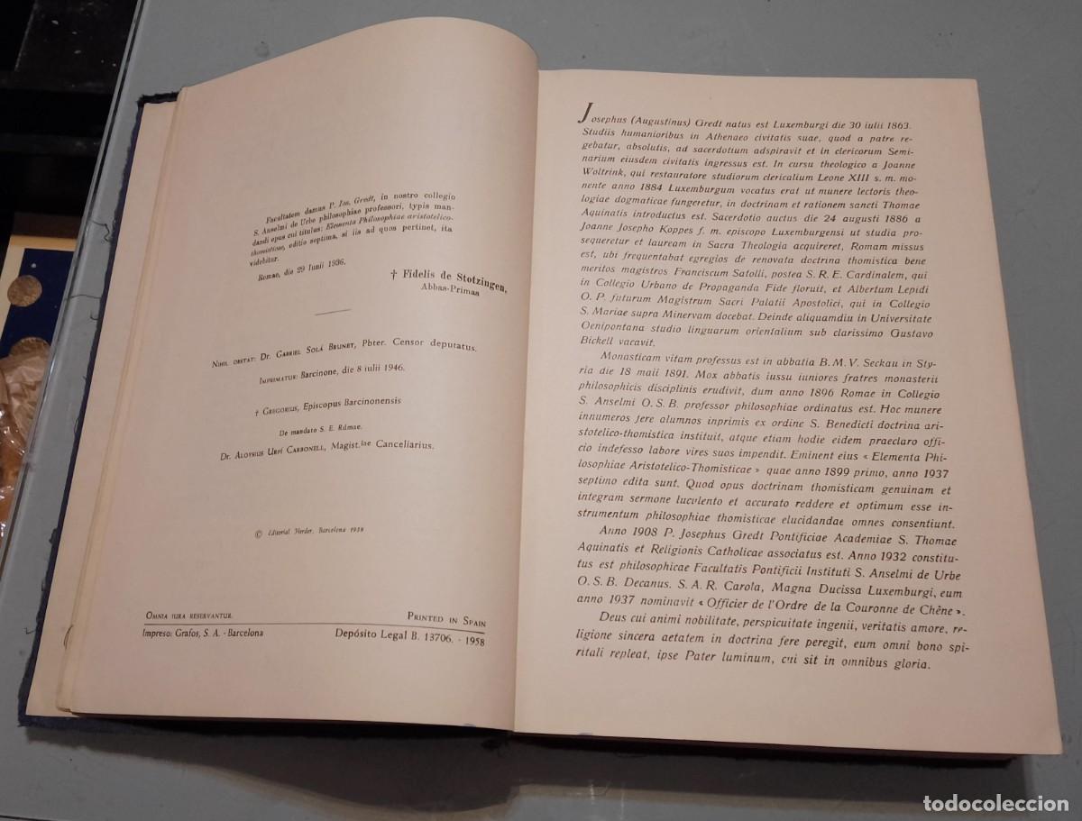 Libros de segunda mano: Elementa Philosophae.2 vol&uacute;menes. 1958 - Foto 5