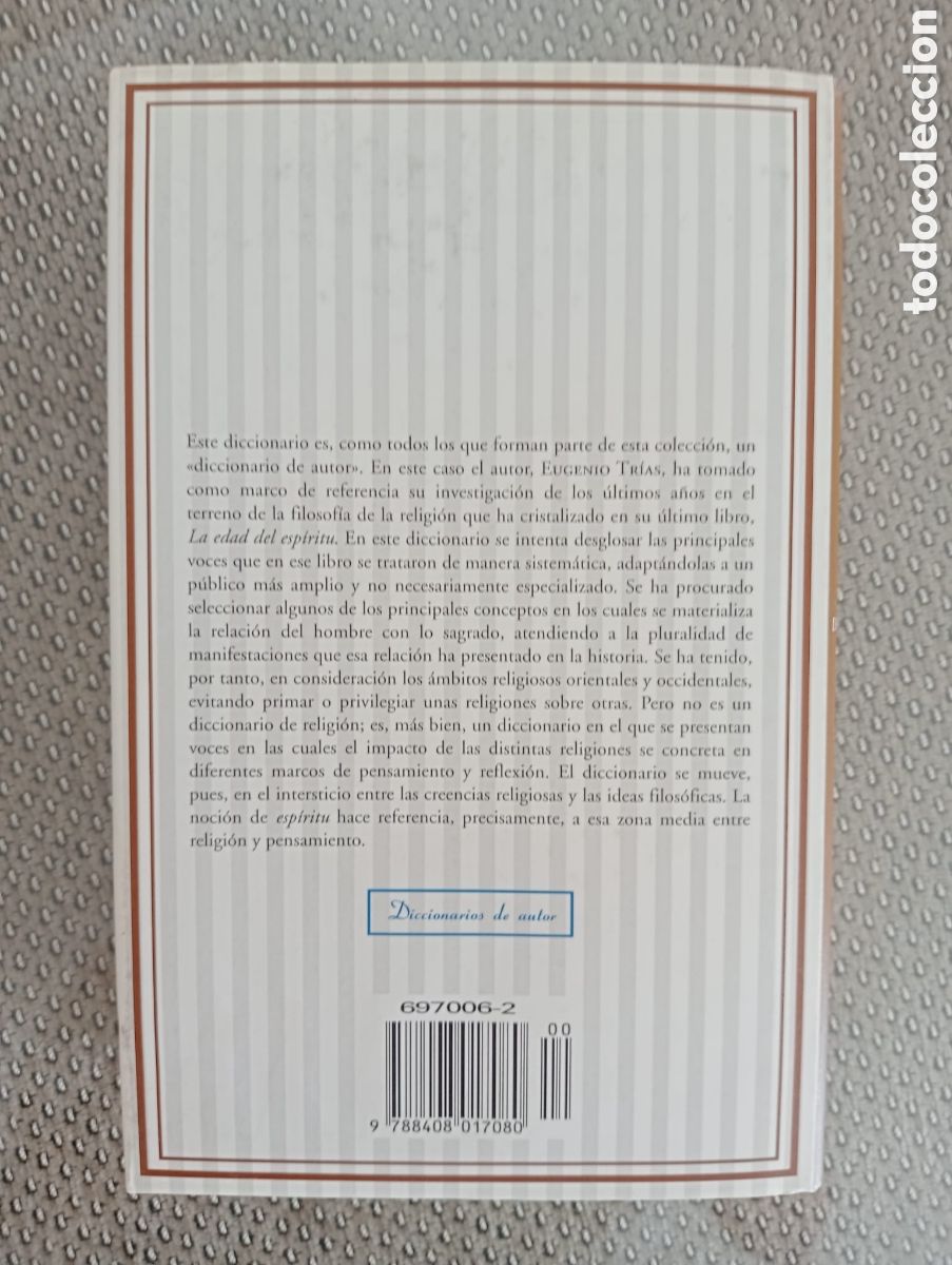 Libros de segunda mano: Diccionario del esp&iacute;ritu / Eugenio Tr&iacute;as - Foto 4
