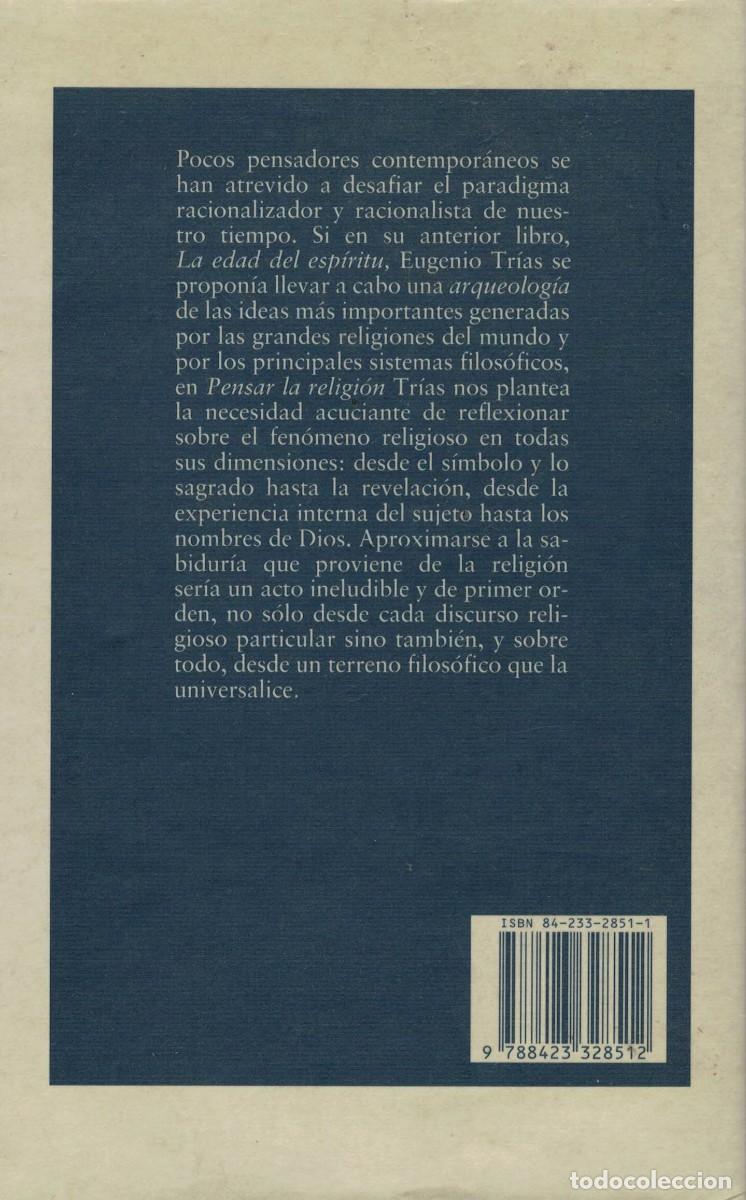 Libros de segunda mano: Eugenio Tr&iacute;as, Pensar la religi&oacute;n - Foto 2