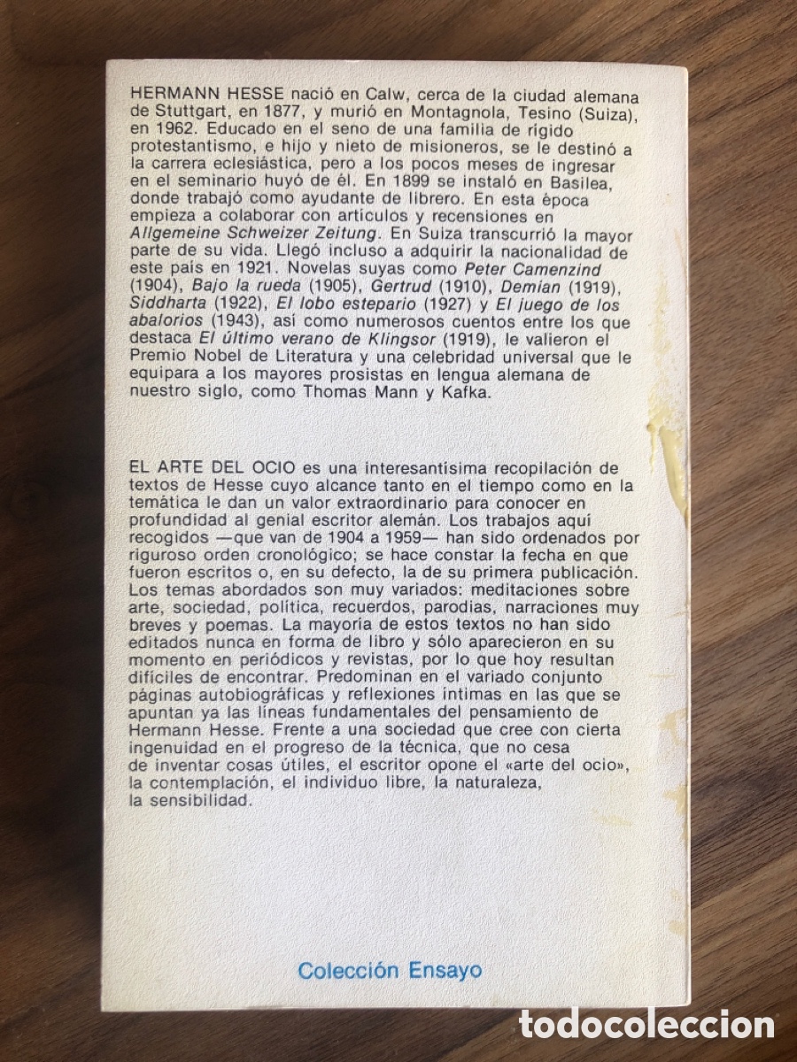 Libros de segunda mano: Hermann Hesse, El arte del ocio. 1981 - Foto 2