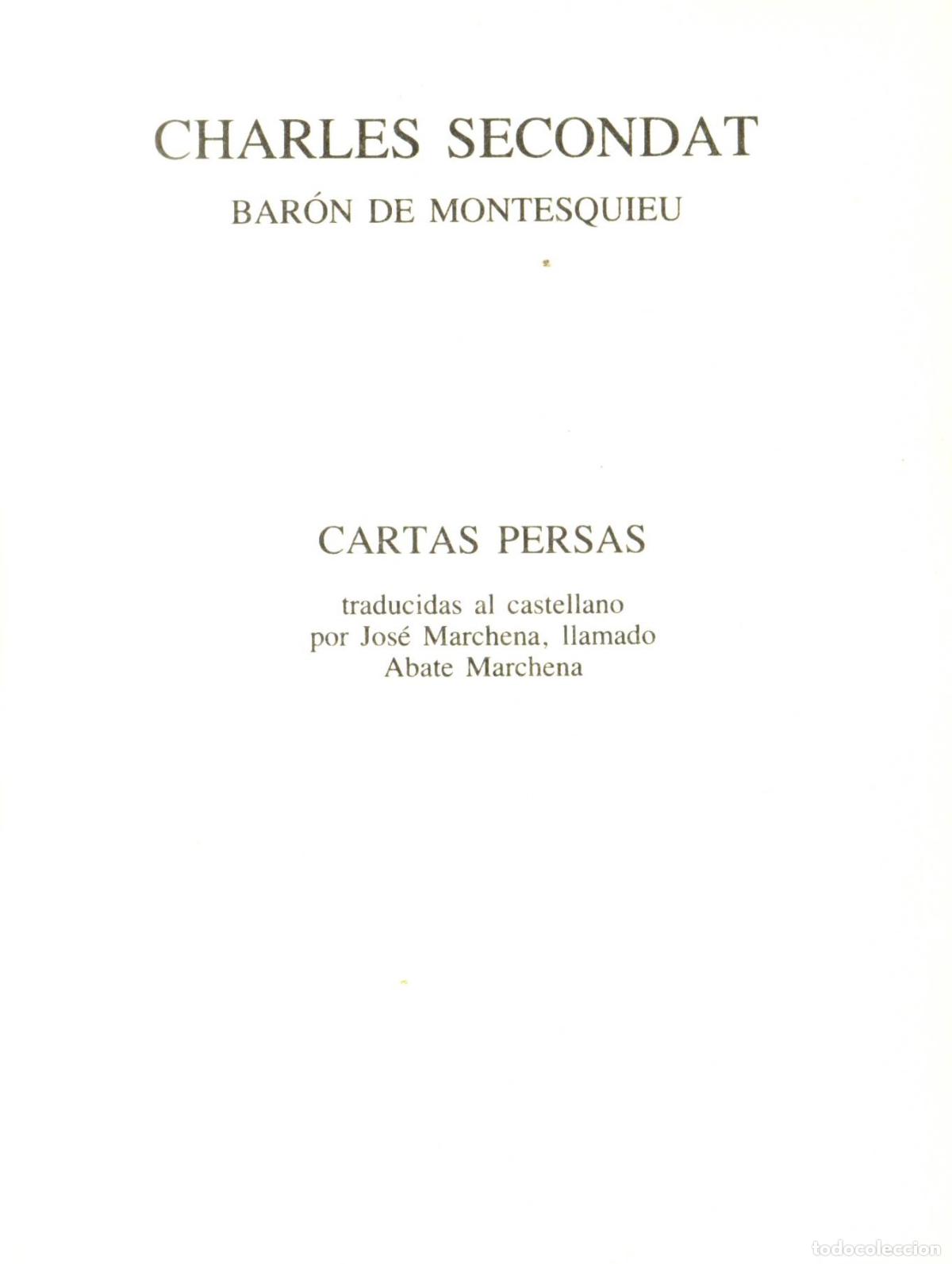 Libros de segunda mano: Cartas persas - Secondat, Charles - Foto 1