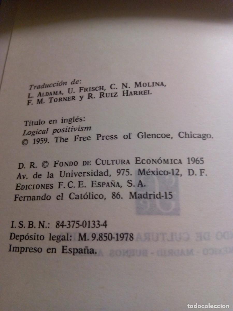 Libros de segunda mano: EL POSITIVISMO L&Oacute;GICO / A. J. AYER - Foto 3