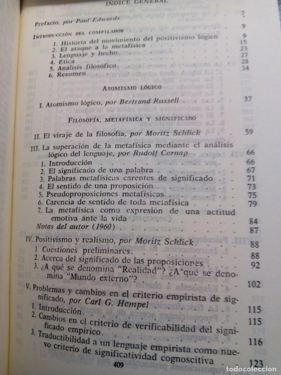 Libros de segunda mano: EL POSITIVISMO L&Oacute;GICO / A. J. AYER - Foto 5
