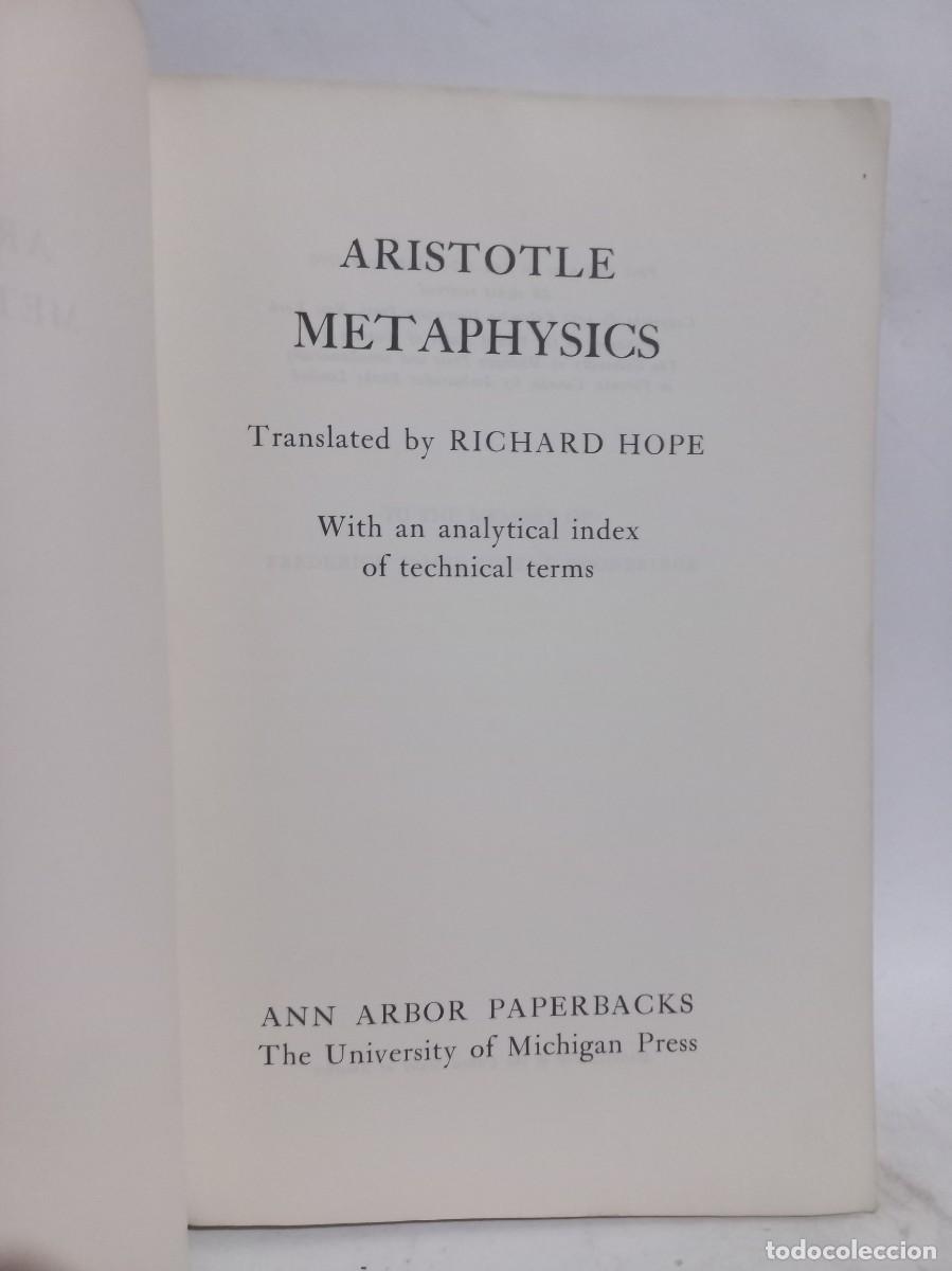 Libros de segunda mano: Richard Hope - Aristotle Metaphysics - 1960 - Foto 2