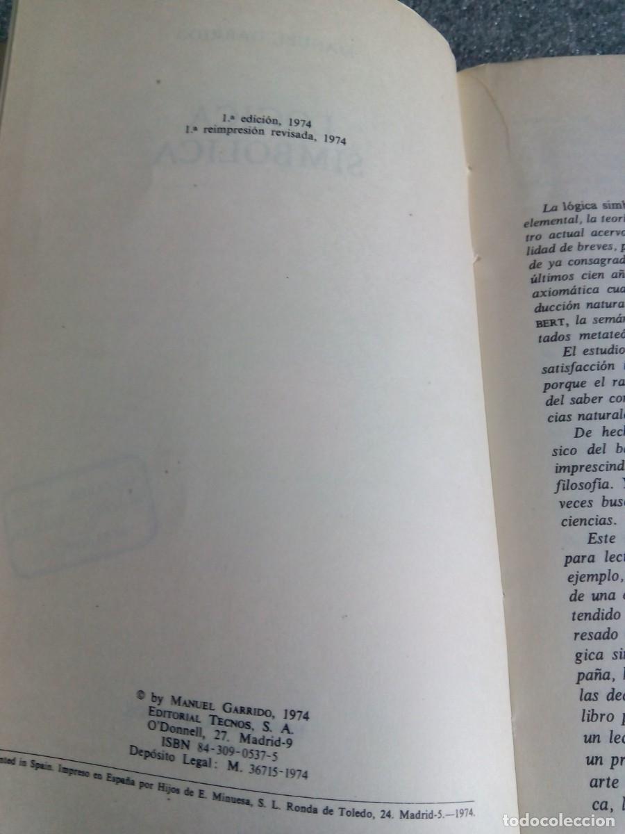 Libros de segunda mano: L&Oacute;GICA SIMB&Oacute;LICA / MANUEL GARRIDO - Foto 4