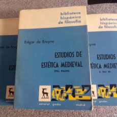 Libros de segunda mano: ESTUDIOS DE ESTÉTICA MEDIEVAL. 3 TOMOS / EDGAR DE BRUYNE