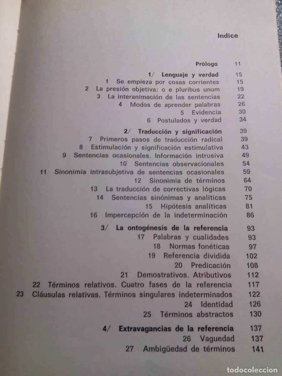 Libros de segunda mano: PALABRA Y OBJETO / W. V. ORMAN QUINE - Foto 5