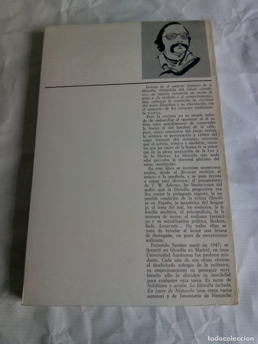 Libros de segunda mano: APOLOG&Iacute;A DEL SOFISTA Y OTROS SOFISMAS / FERNANDO SAVATER - Foto 2