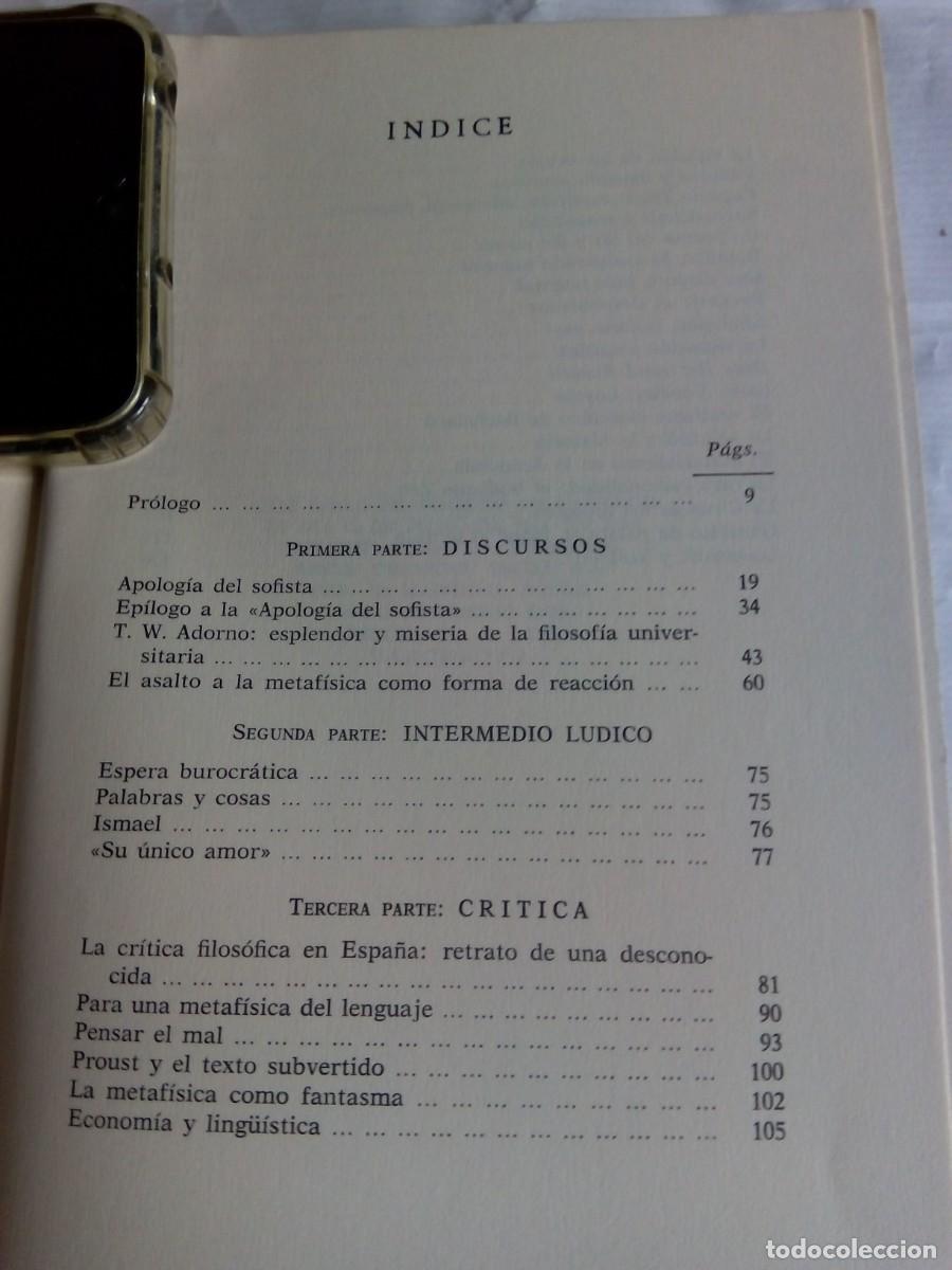 Libros de segunda mano: APOLOG&Iacute;A DEL SOFISTA Y OTROS SOFISMAS / FERNANDO SAVATER - Foto 4