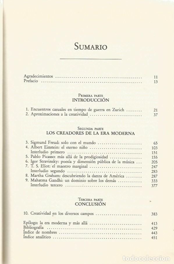 Libros de segunda mano: MENTES CREATIVAS - HOWARD GARDNER - Foto 3